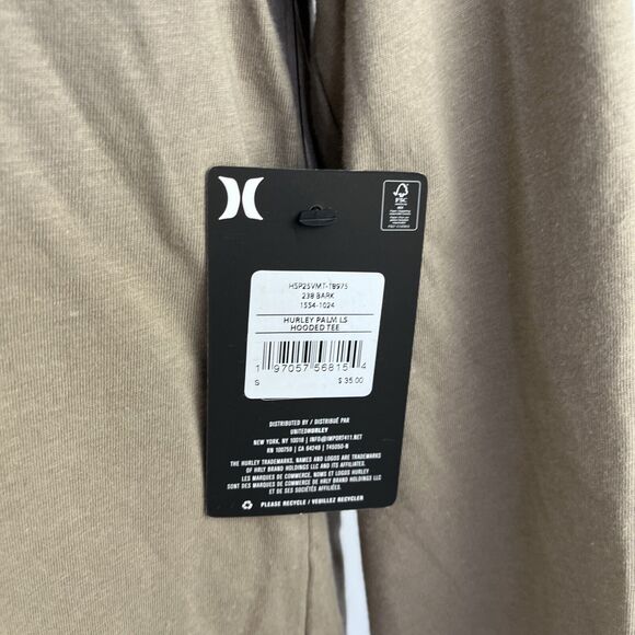 New Mens Hurley Long Sleeve Hoodie Tee T-Shirt Sz S NWT Palm Tree - Picture 4 of 8